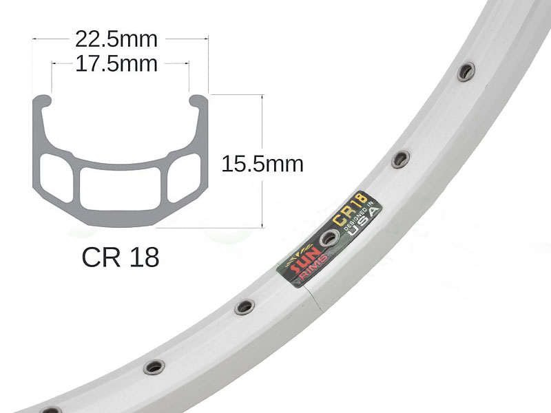 CYCLETECH-IKD : SUNRIMS CR18 20(406) x 1.5 Silver with Single Eyelets