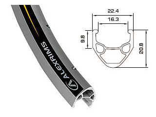 ALEXRIM アレックスリム DA16 20インチ(406)用リム シルバー